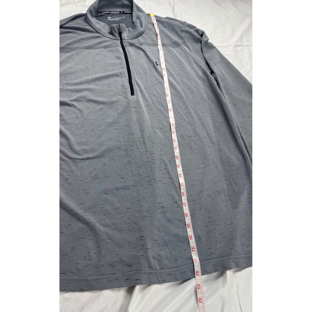 Under Armour Men 3XL Quarter Zip Long Sleeve Fitted Pullover Gray Athletic Shirt - Picture 4 of 10